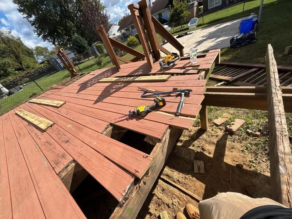 Deck demolition in progress